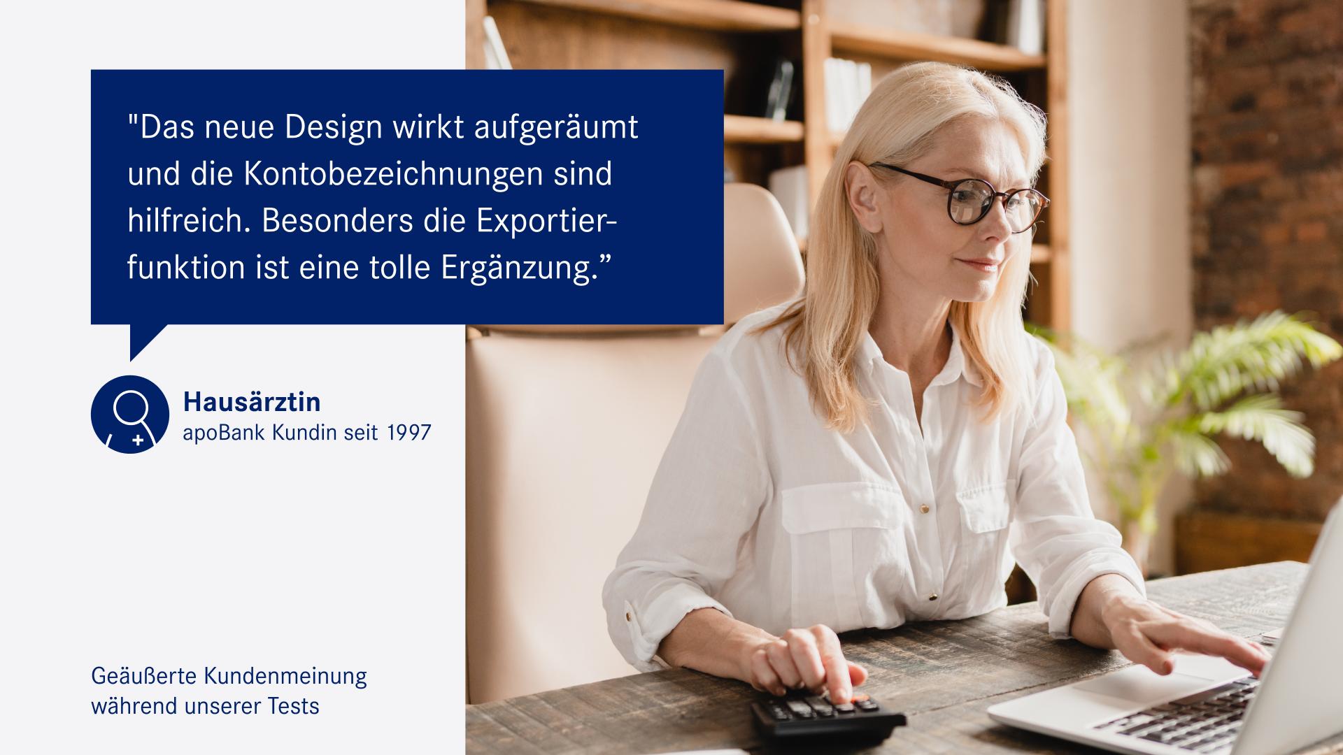 Foto: Frau am Laptop: Freut sich über das aufgeräumte Design
