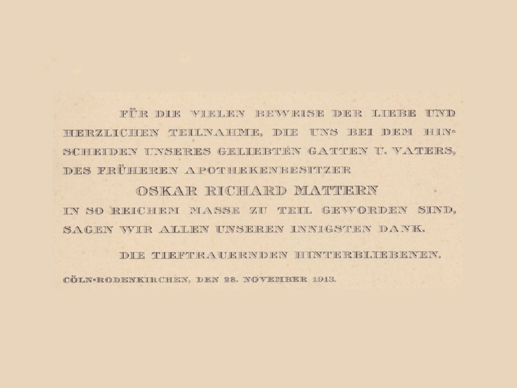 Traueranzeige der Hinterbliebenen zum Tod Richard Oskar Matterns