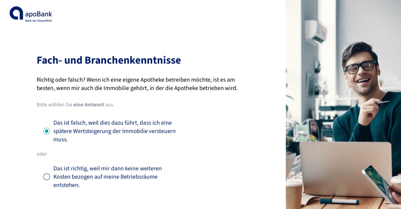 Beispielfrage aus dem Gründer CheckUp zum Immobilienbesitz