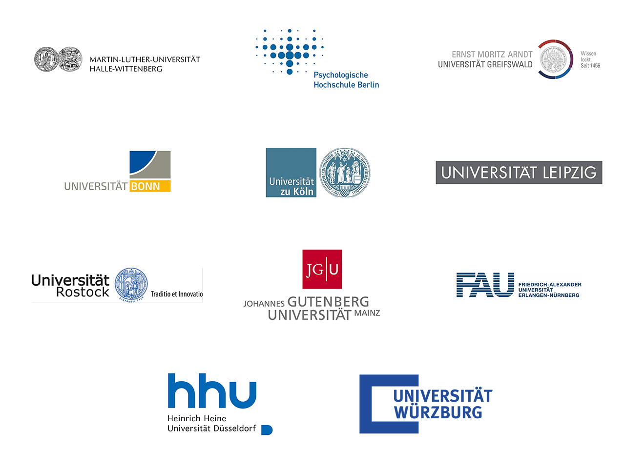 Logos aller Unis und Hochschulen mit Stipendienvergaben