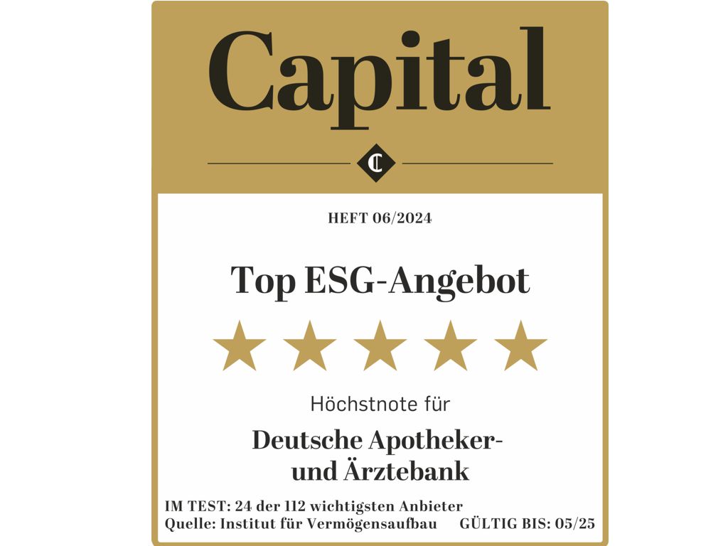 Auszeichung Top ESG-Angebot apoBank Vermögensverwaltung