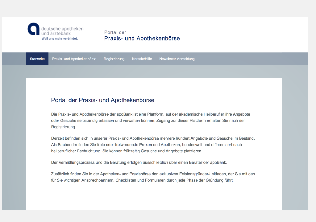 Praxisbörse Registrierung alt