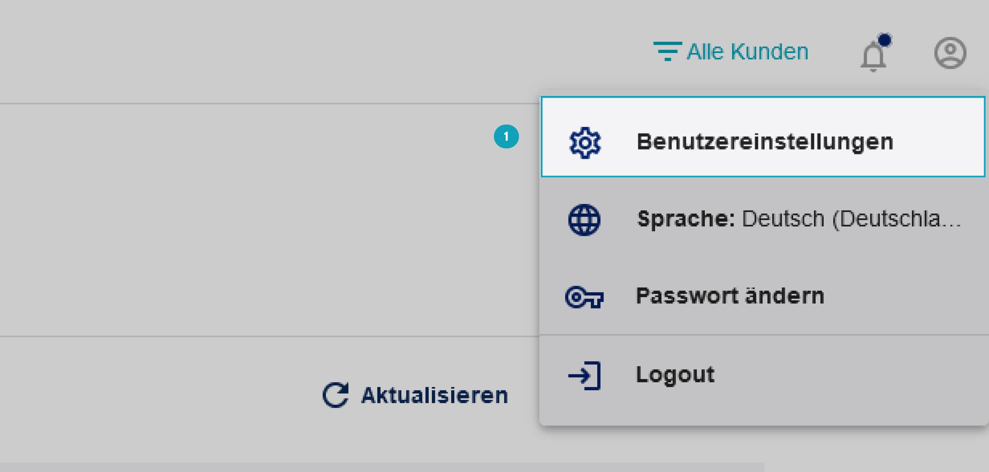 Das Bild zeigt, wie Sie auch das Profil-Icon in der rechten oberen Bildschirmecke aufrufen können. Das Bild zeigt, wie Sie auch das Profil-Icon in der rechten oberen Bildschirmecke aufrufen können.