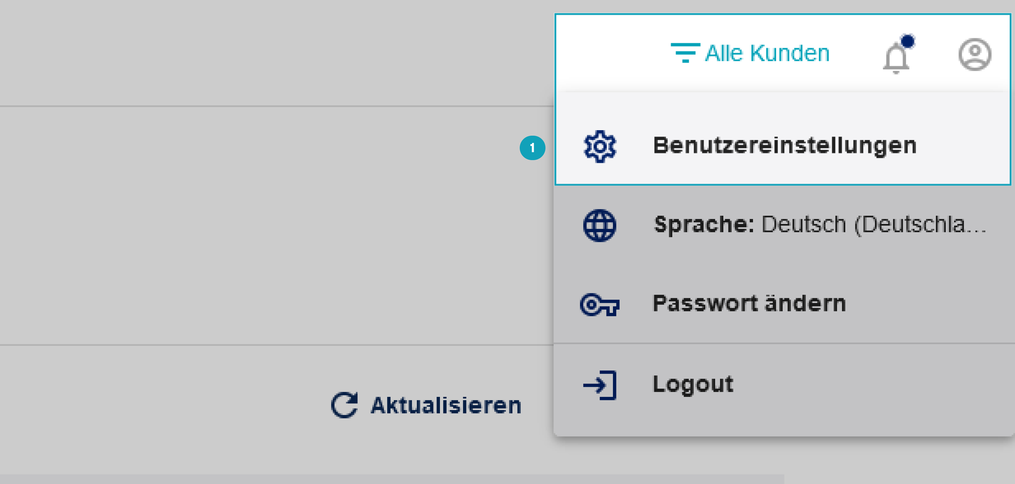 Das Bild zeigt, wo Sie Ihre Benutzereinstellungen finden Das Bild zeigt, wo Sie Ihre Benutzereinstellungen finden