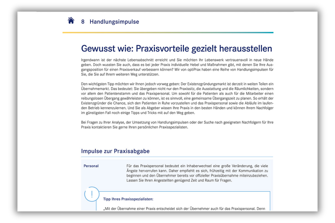 Handlungsempfehlungen zur Praxiswertsteigerung