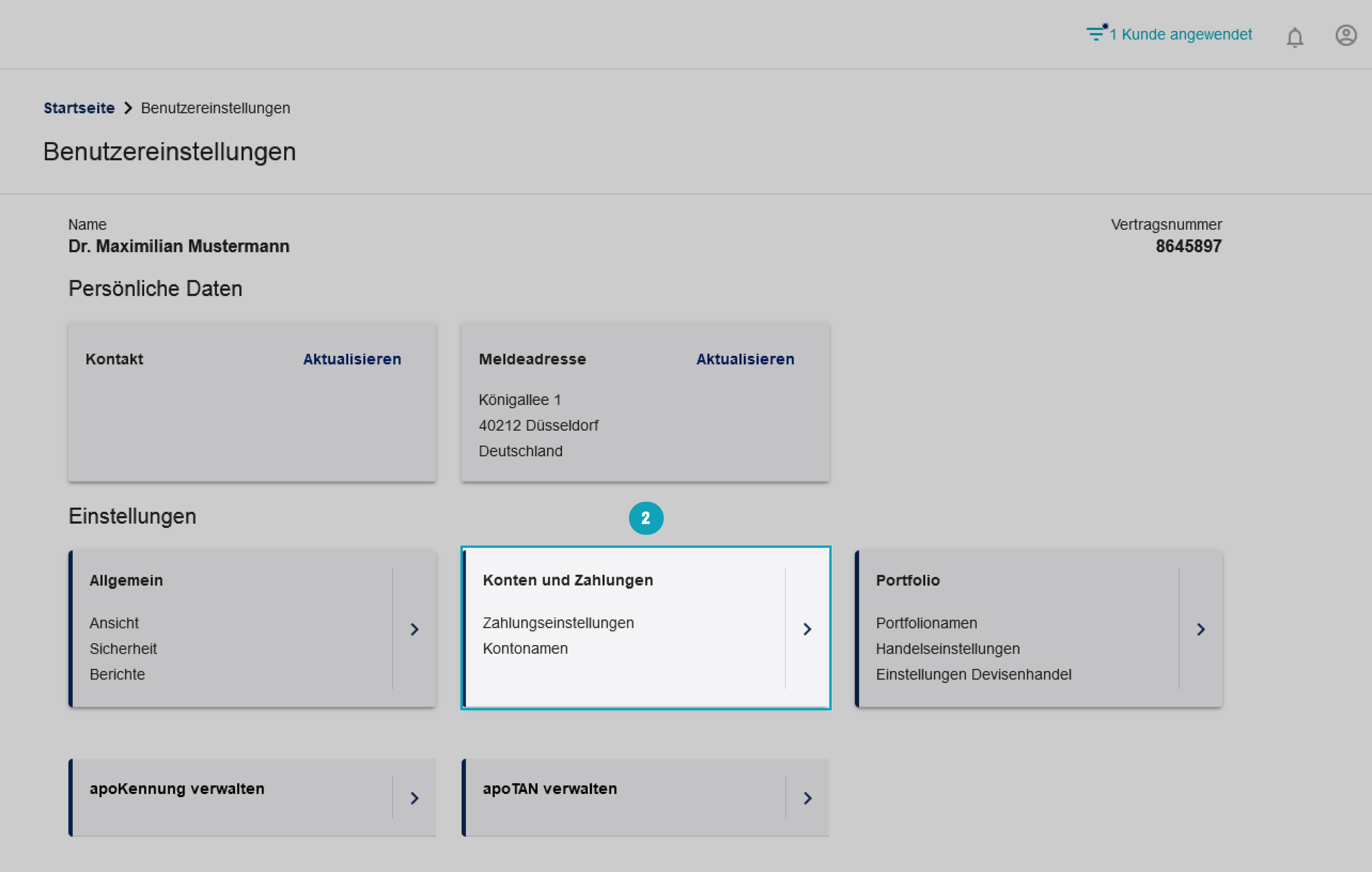 Das Bild zeigt, dass Sie nun auf “Konten und Zahlungen” klicken müssen. Das Bild zeigt, dass Sie nun auf “Konten und Zahlungen” klicken müssen.