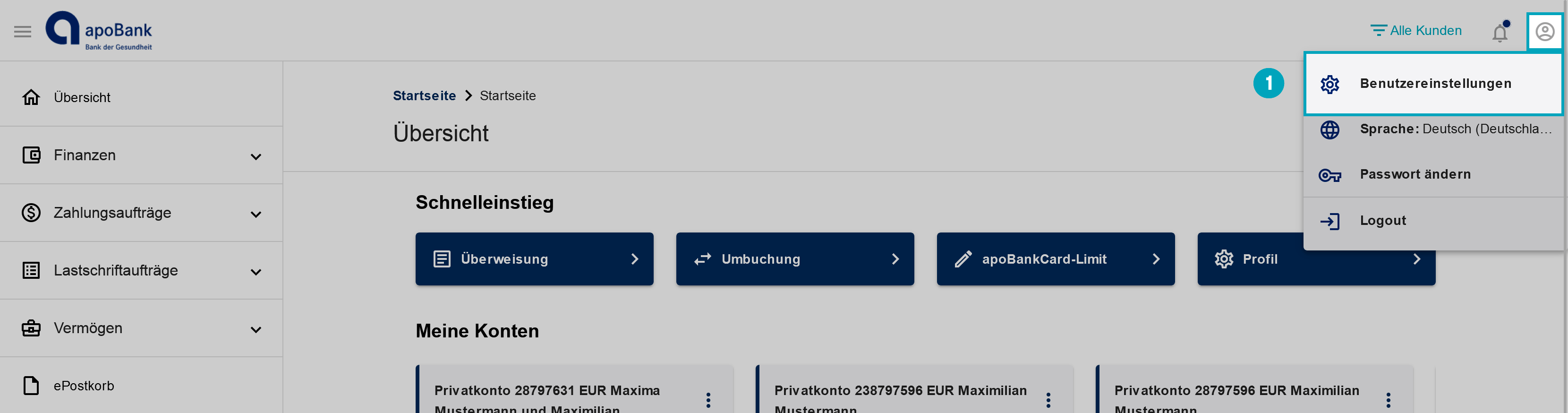 So wählen Sie Ihre Profileinstellungen aus. Der Screenshot zeigt, wie Sie Ihre Profileinstellungen auswählen.