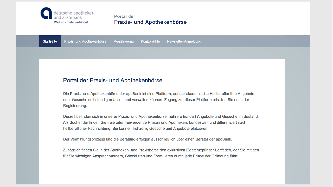 Praxisbörse Registrierung alt