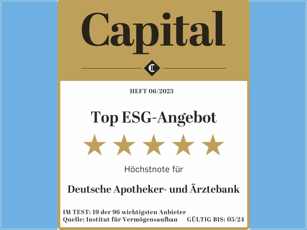 Foto: Auszeichnung von Capital "Top ESG-Angebot"